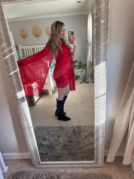 Red Christmas holiday cape dress! I wore this to a a holiday lunch yesterday! 

#LTKshoecrush #LTKHoliday #LTKSeasonal
