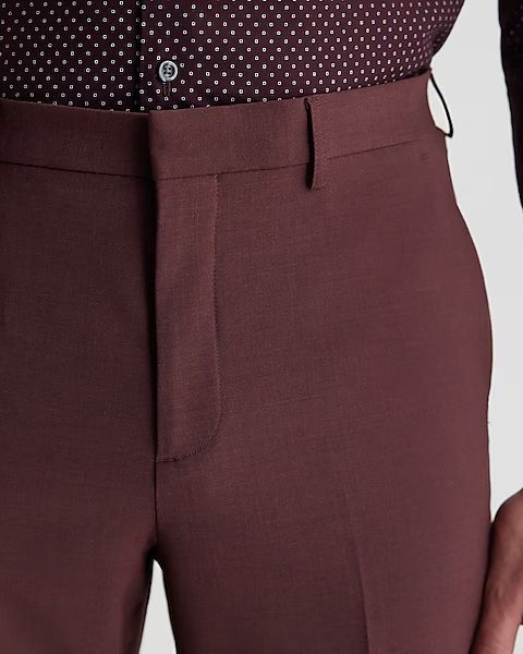 Slim Burgundy Wool-Blend Modern Tech Suit Pant | Express