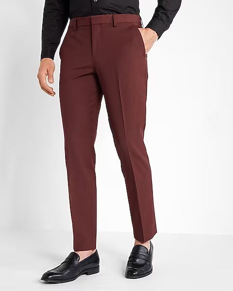 Slim Burgundy Wool-Blend Modern Tech Suit Pant | Express