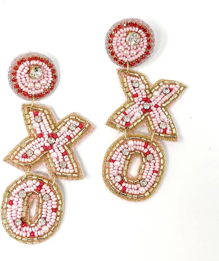 XO.XO Earrings, Valentines Beaded Earrings, Valentines Earrings, Kiss Earrings, Valentines Day Gi... | Amazon (US)