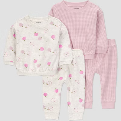 Carter's Just One You® Baby Girls' 4pc Apple Top & Bottom Set - Gray/Pink Newborn | Target