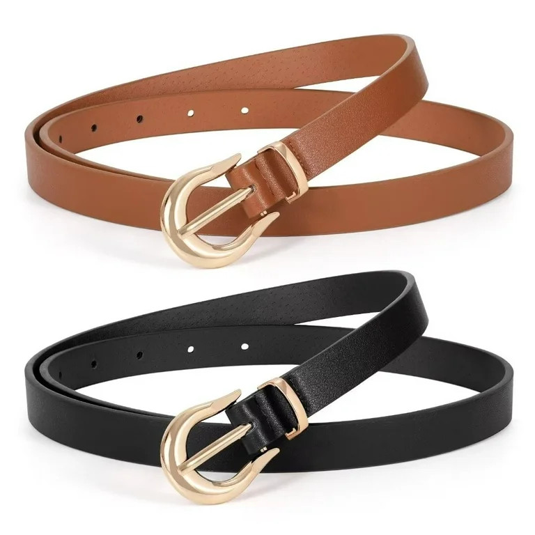 JASGOOD Women Skinny Belts for Jeans Thin Leather Belt for Dresses Pants - Walmart.com | Walmart (US)