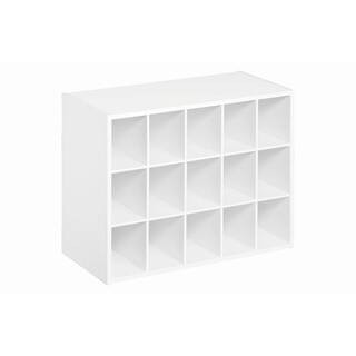19 in. H x 24 in. W x 12 in. D White Wood Look 15-Cube Storage Organizer | The Home Depot