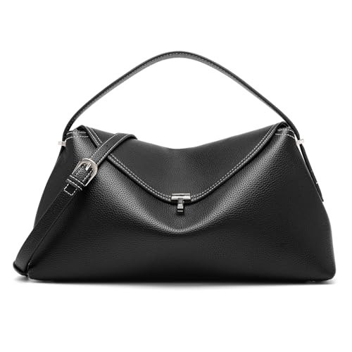 NGGU Black Leather Crossbody Bag for Women, Multiple Compartments for Everyday & Travel | Amazon (US)