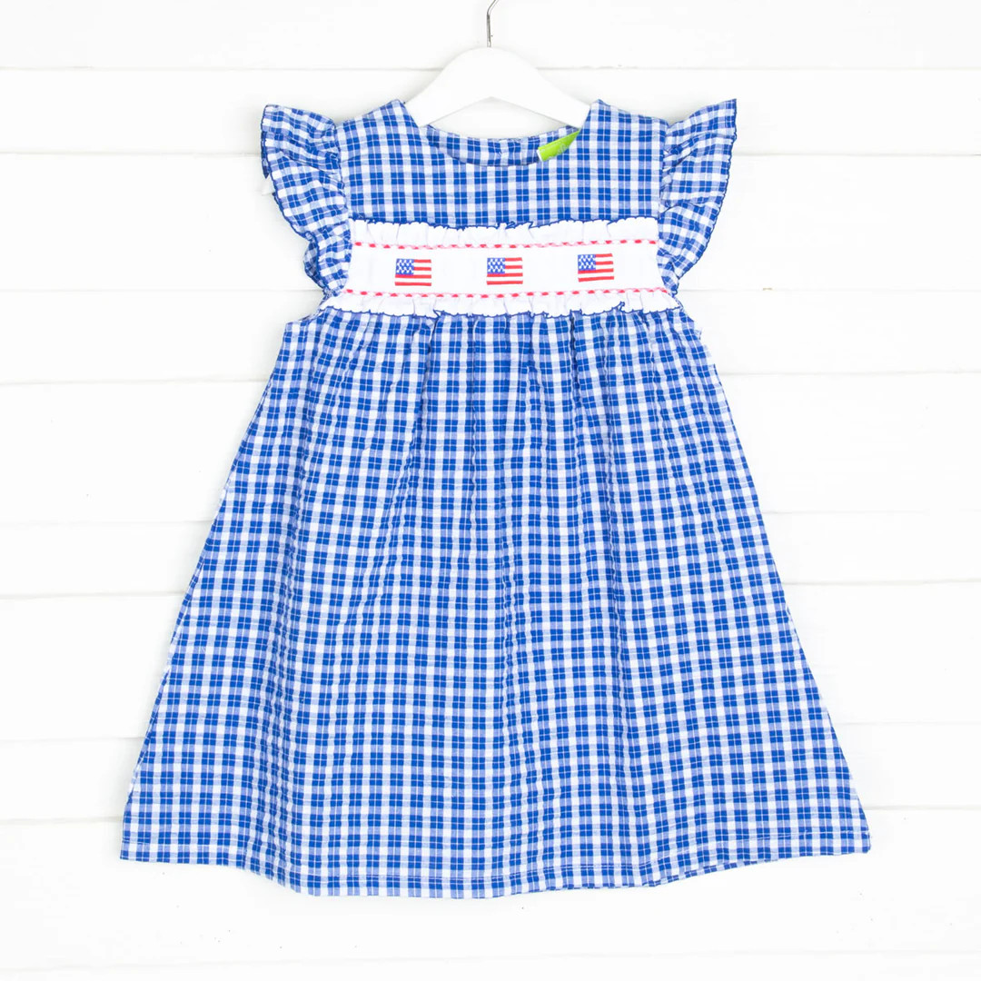 Royal Blue Plaid Flag Dress | Classic Whimsy