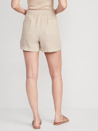 High-Waisted Linen-Blend Utility Shorts for Women -- 3.5-inch inseam | Old Navy (US)