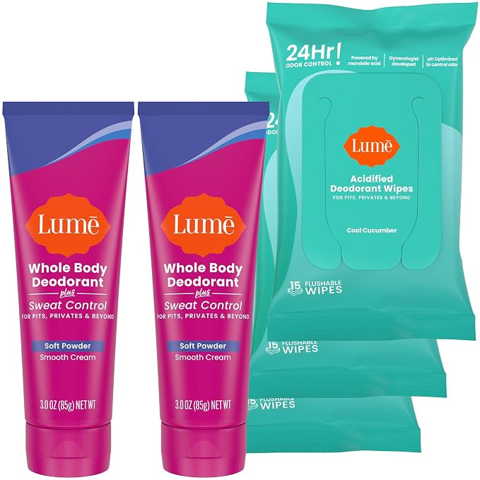 Lume Whole Body Deodorant Plus Sweat Control - Smooth Cream Tube (Soft Powder) and Lume Acidified... | Amazon (US)