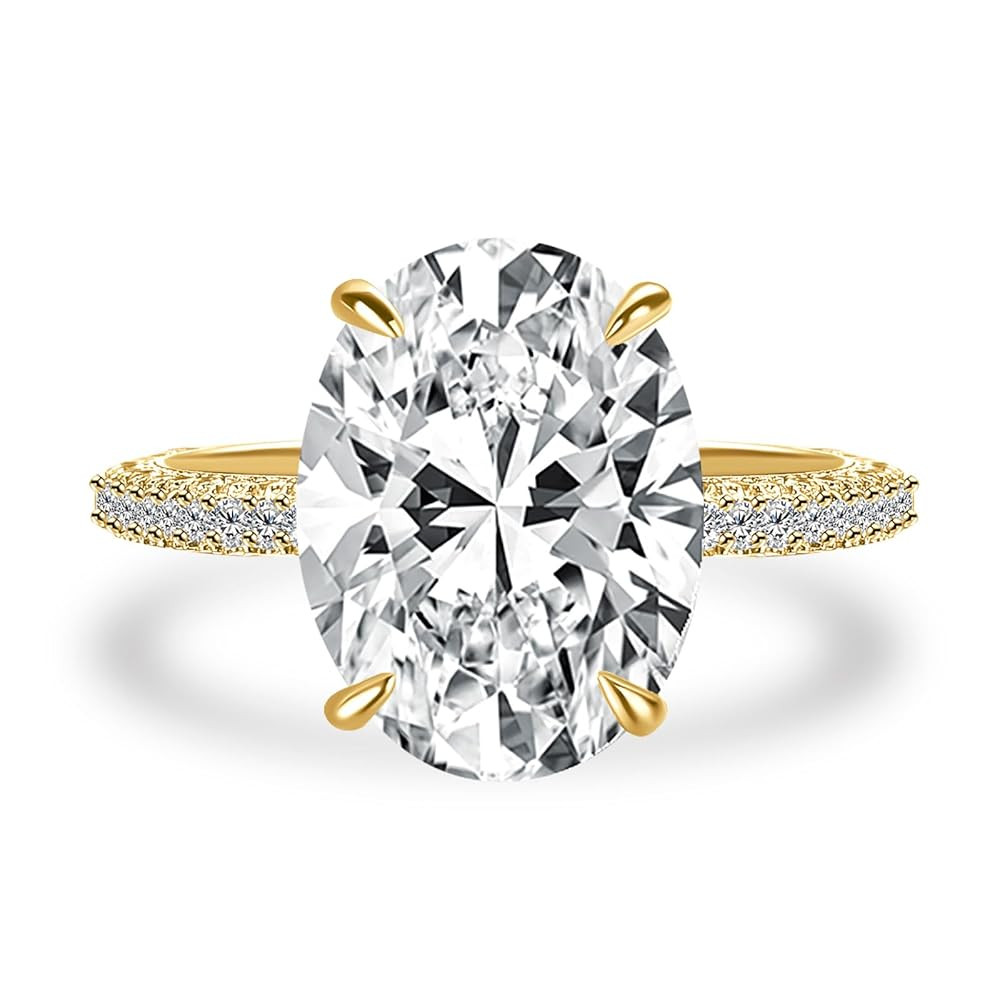 5.0/8.0CT Excellent Oval Cut Engagement Ring,D-Color VVS Big CZ Gemstone S925 Promise Ring | Amazon (US)
