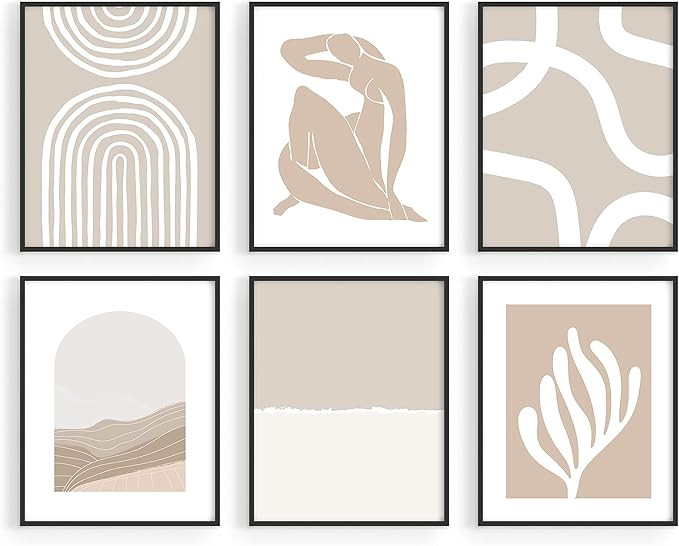 Haus and Hues Neutral Wall Art, Beige Wall Decor, Beige Wall Art, Wall Art Modern Abstract, Matis... | Amazon (US)