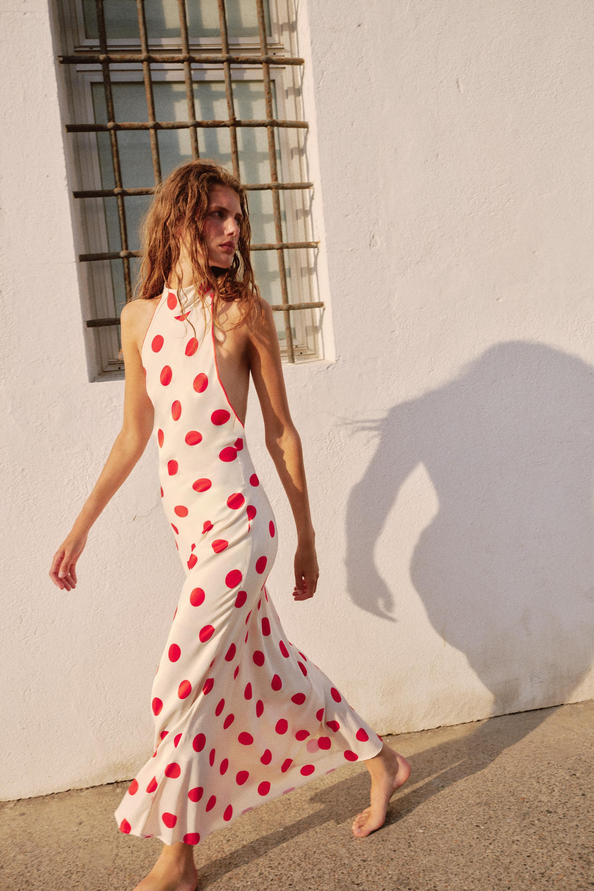 POLKA DOT HALTER MIDI DRESS | Zara US