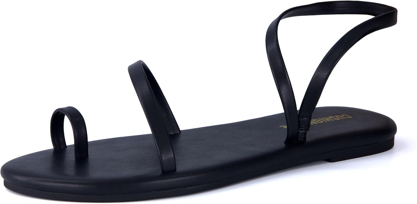 CUSHIONAIRE CHAI Women’s Strappy Sandals – Flat Sandals for Women, Comfortable Beach Sandals,... | Amazon (US)