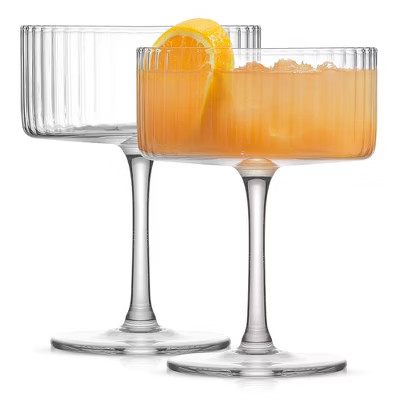 JoyJolt Elle Fluted Cylinder Martini Coupe Glass - 10 oz Ribbed Cocktail Glasses - Set of 2 | Target