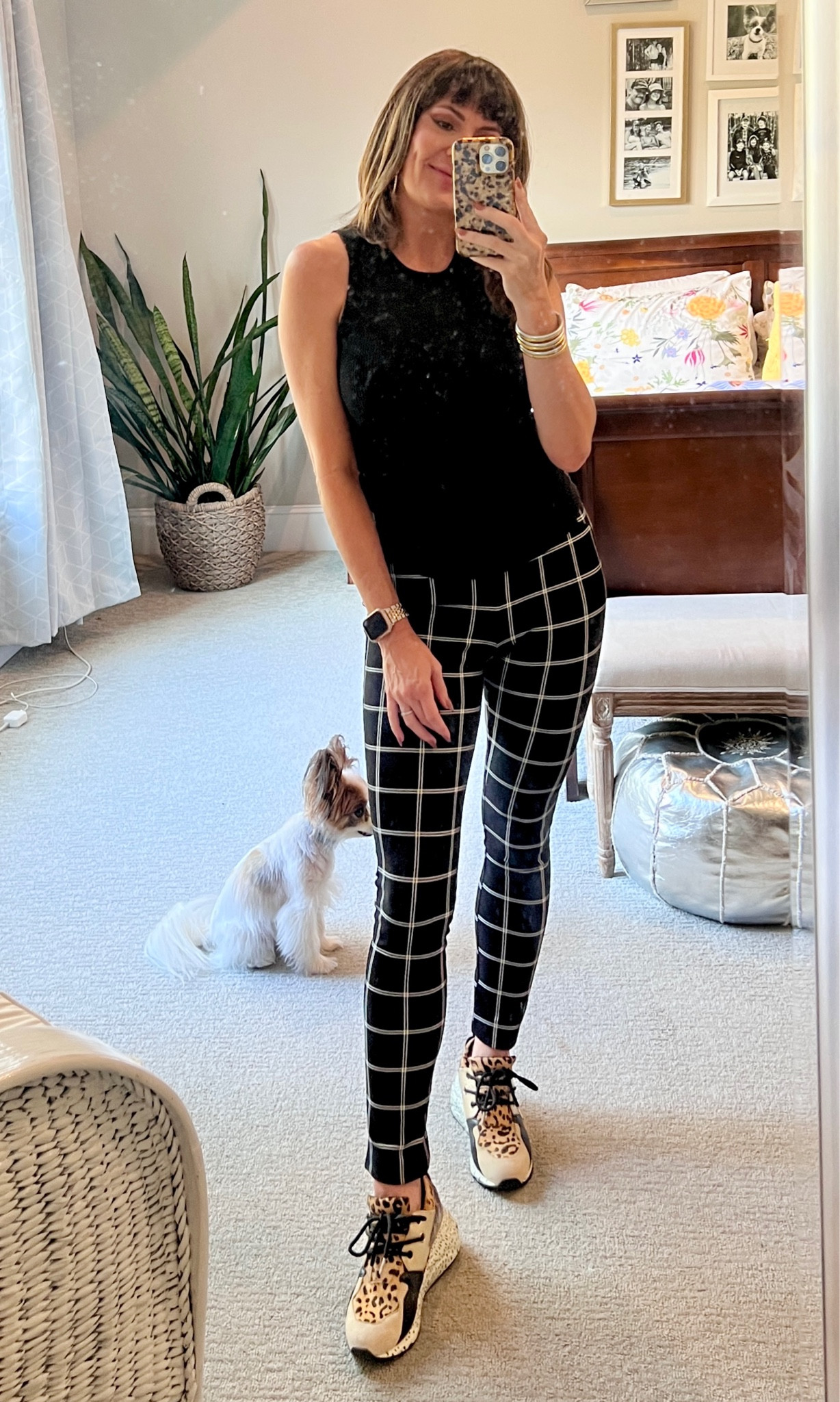 🔲🔲 Classic windowpane pant fit for a Tuesday. Love mixing in 🐆 leopard print sneakers with black & white prints!

#LTKOver40 #LTKFindsUnder100 #LTKStyleTip