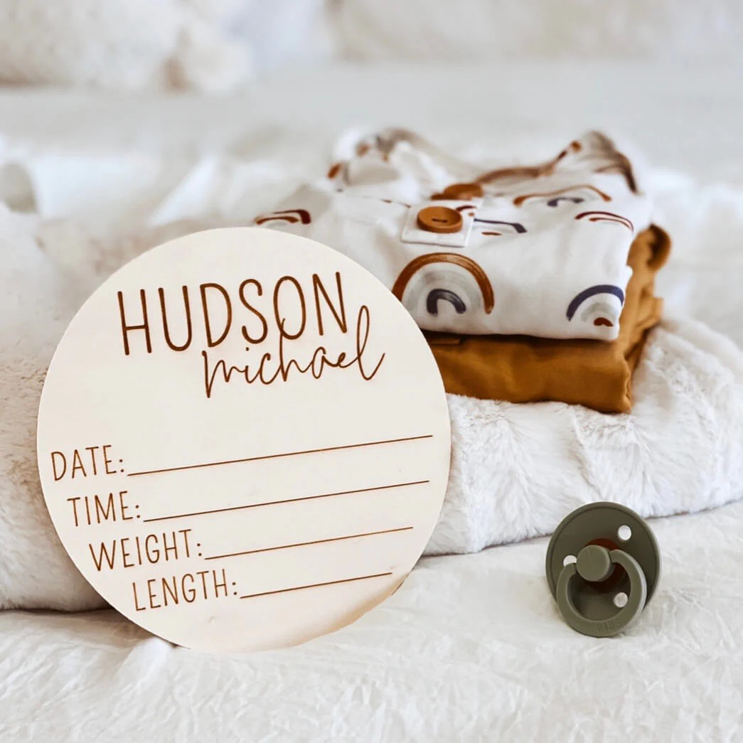 Personalized Birth Stats Wood Announcement | Block | Caden Lane
