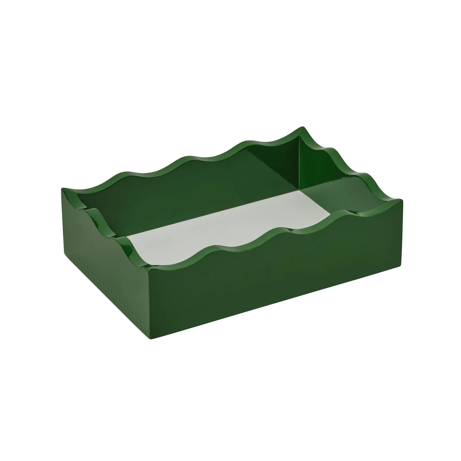 Small Green and White Scalloped Tray | In The Roundhouse