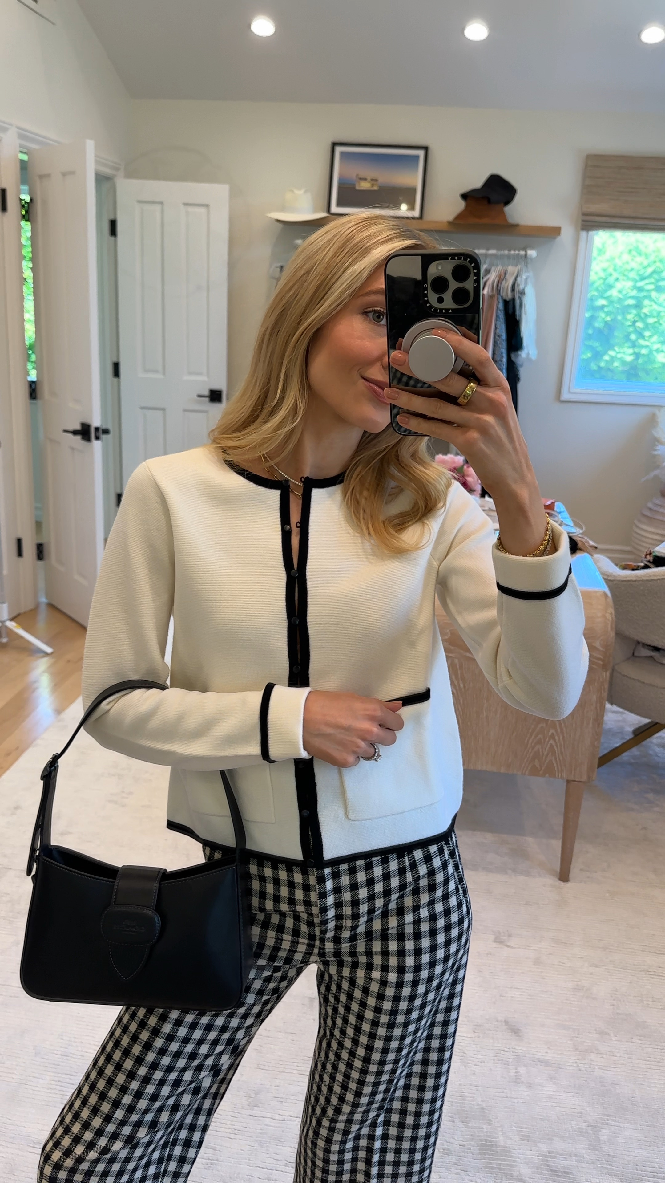 No matter that it's sweltering, I couldn't help myself with a little summer to fall transitional look for a full day out today - styled these gingham pants with the @coach Eliza bag 🖤 Take up to 70% off @coach (and an extra 20% off 1,000+ styles) through 9/4!) 

#ad #coachpartner #Coachoutlet 