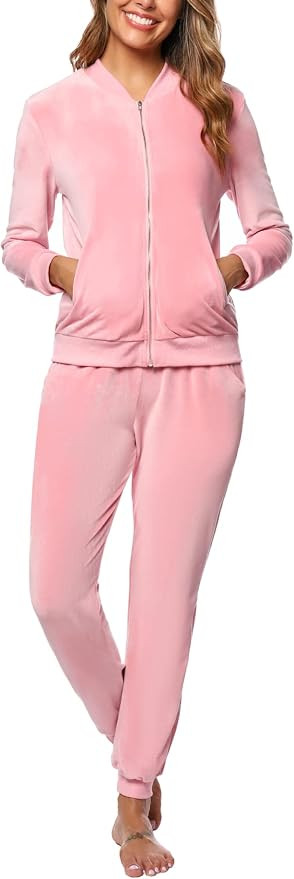 Totatuit Velour Tracksuit Womens Sweatsuit Set Long Sleeve Zip Up Jacket & Drawstring Sweatpants ... | Amazon (US)