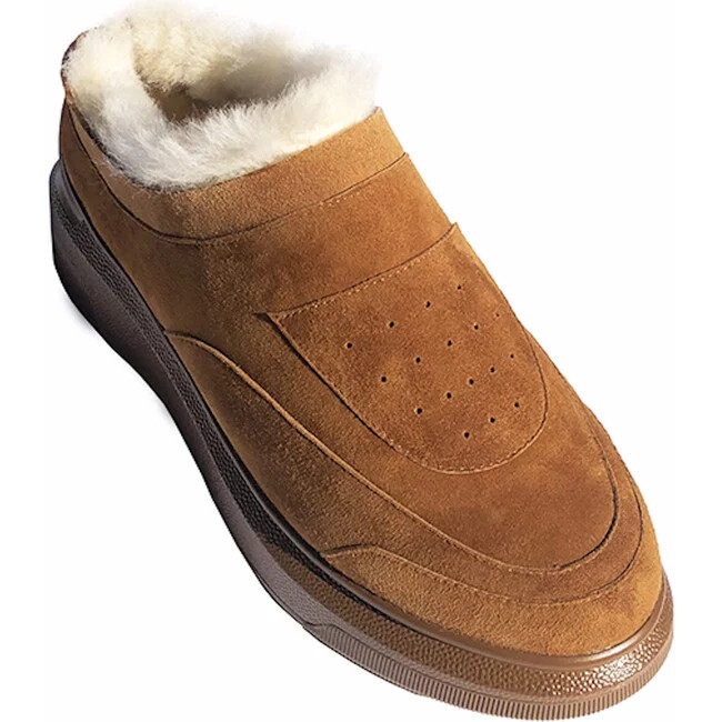 Suzanne Rae | Women's Shearling Clog Slip-On Kids Sneaker, Russet (Tan, Size US 7/EU 38) | Maisonett | Maisonette