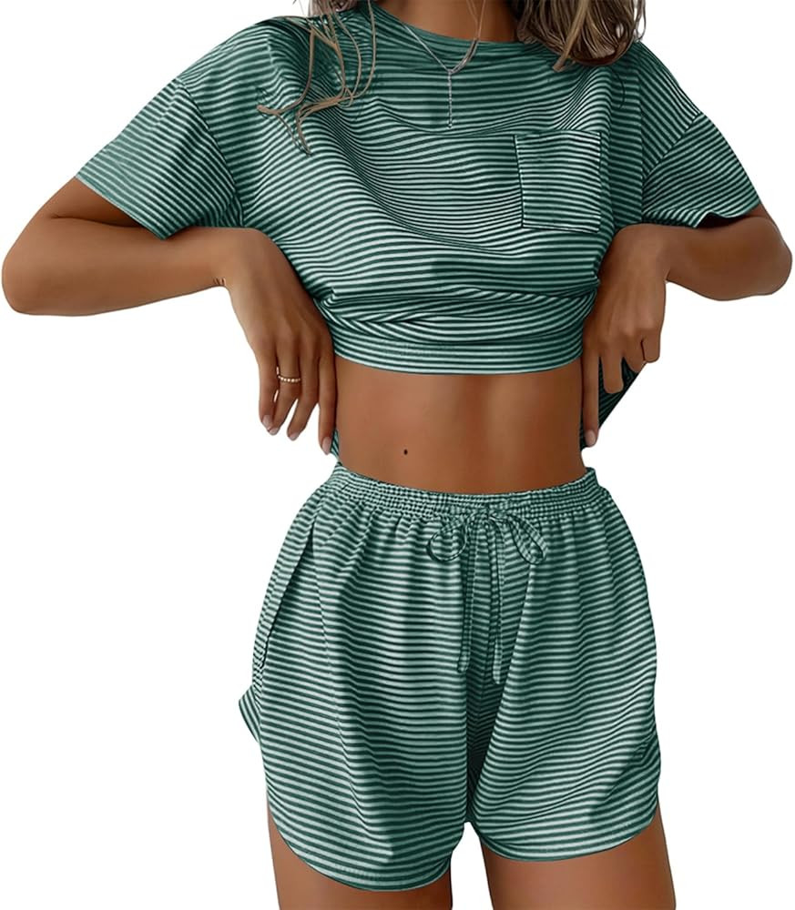 Ekouaer Womens Pajama Sets Sexy Lounge Sets Side Split Short Pj Sets Cute Pjs 2 Piece Comfy Sleep... | Amazon (US)
