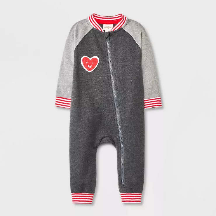 Baby Girls' Valentine's Day Varsity Romper - Cat & Jack™ Gray | Target