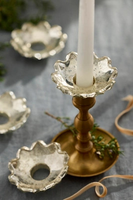 Mercury Glass Candle Bobeches, Set of 4 | Anthropologie (US)