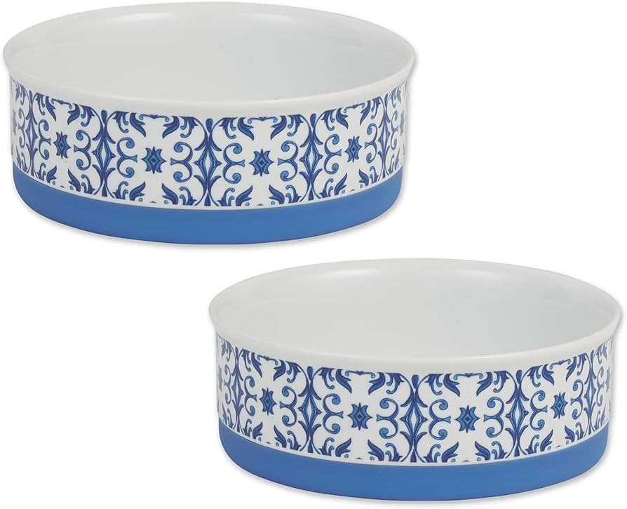 Bone Dry Ceramic Pet Collection Portuguese, Medium Set, 6x2, Blue Tile, 2 Piece | Amazon (US)