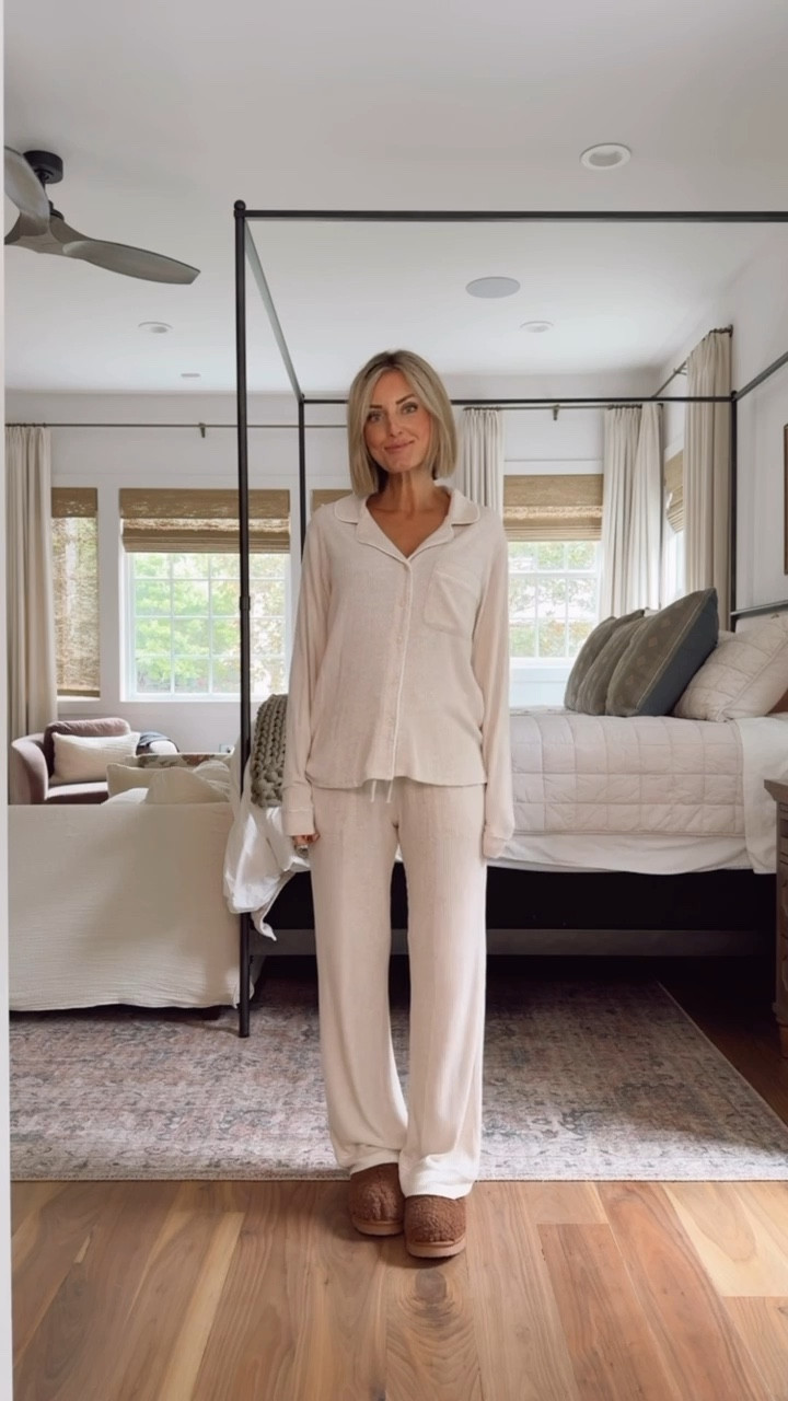 I love this ribbed cream pajama set! So comfortable & currently on sale! I even wore them with this brown robe! These would be such a great gift for a mom to be! Wearing M!

Loverly Grey, Target sale, gift ideas, mom gift ideas, pajama set, matching pajamas, loungewear, robe 

#LTKSaleAlert #LTKGiftGuide