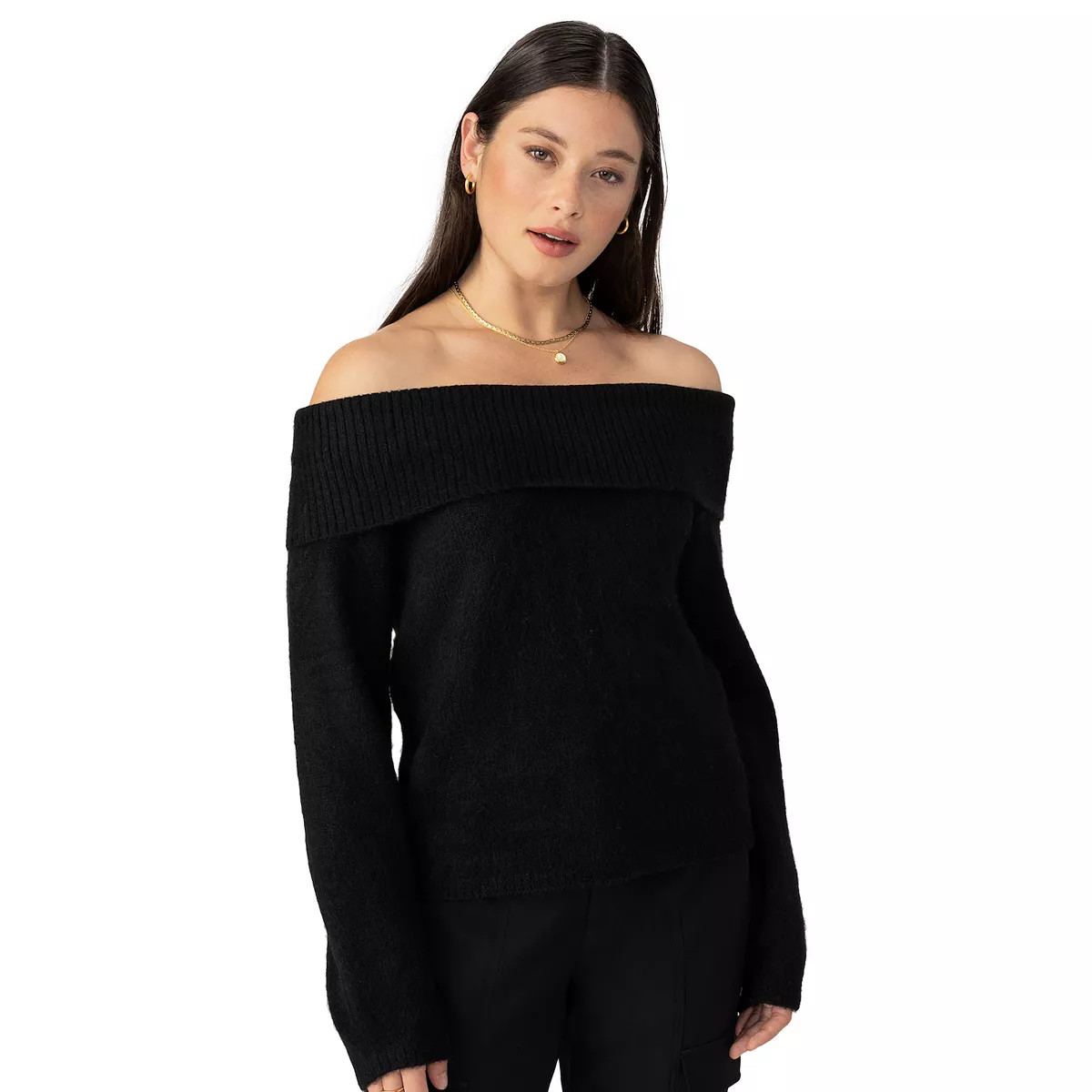 Women's Modern Supply by Sanctuary Foldover Off-Shoulder Long Sleeve Sweater | Kohl's