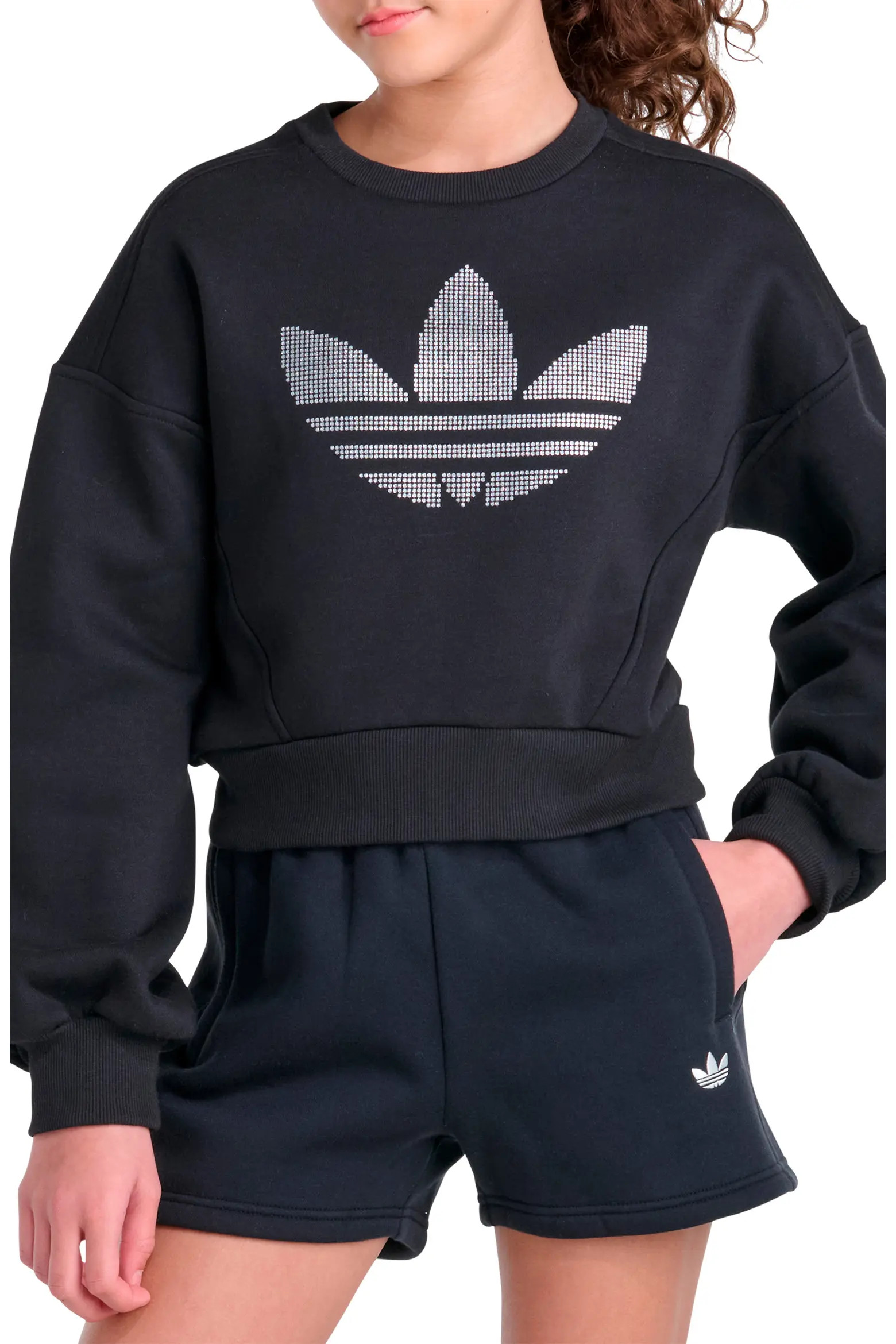 Kids' Glitter Trefoil Fleece Graphic Sweatshirt (Women) | Nordstrom | Nordstrom