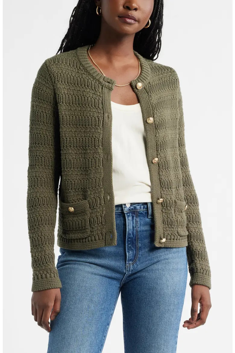 Textured Cotton Cardigan (Women) | Nordstrom | Nordstrom