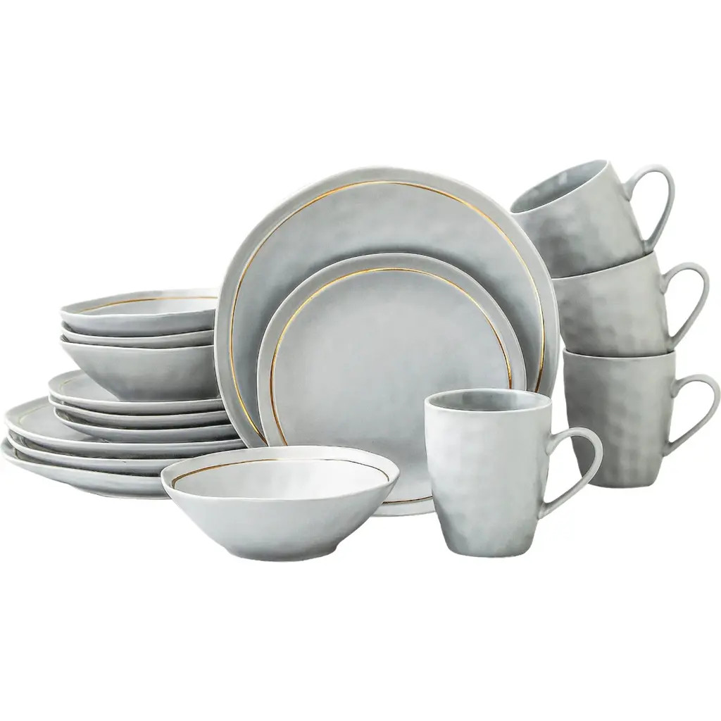 Stone Lain Clara Porcelain 16-Piece Dinnerware Set in Gray at Nordstrom | Nordstrom