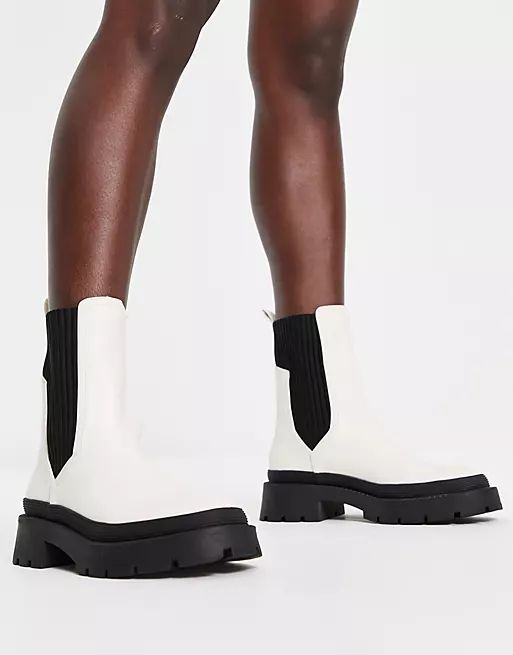 Pimkie elastic detail chelsea boot in white | ASOS (Global)