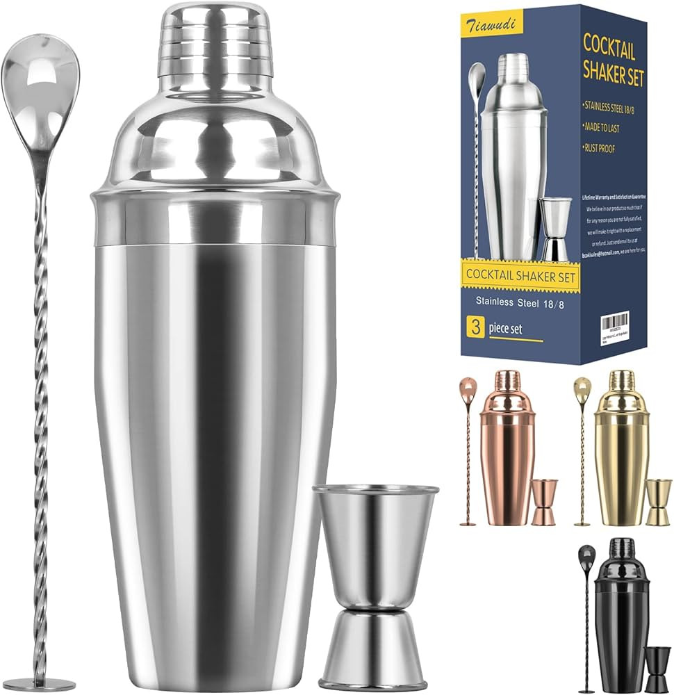 Large 24oz Cocktail Shaker Set, Stainless Steel 18/8 Martini Mixer Shaker with Built-in Strainer,... | Amazon (US)