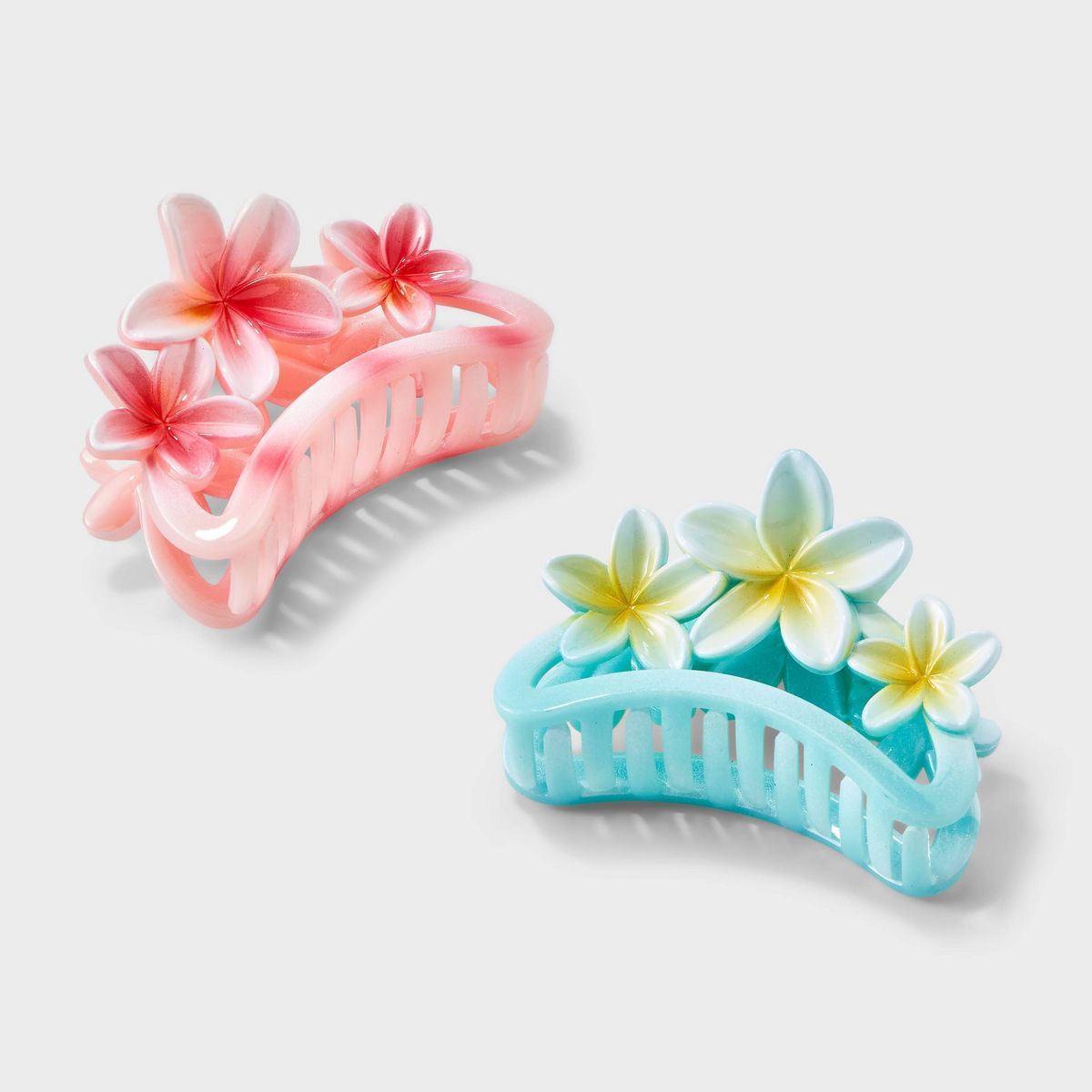 Girls' 2pk Tropical Flower Claw Slip Set - art class™ Pink/Blue | Target