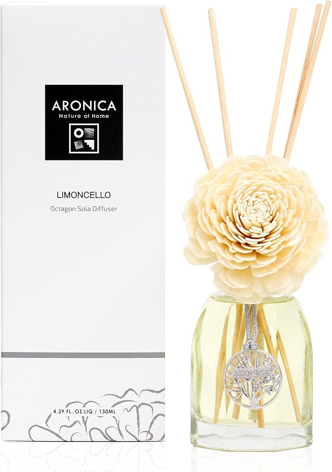 Aronica Octagon Flower and Reed Diffuser | Limoncello | 4.4oz/130 ml | Long Lasting Room Fragranc... | Amazon (US)