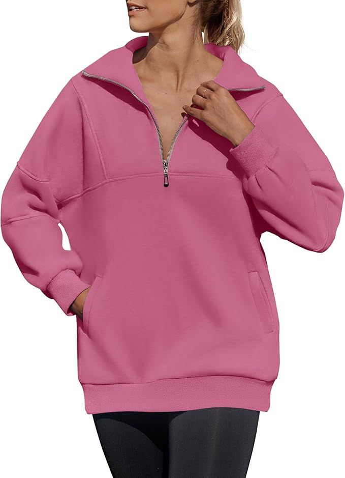 ZESICA Women's Oversized Half Zip Sweatshirt Long Sleeve Quarter Zip Fleece Pullover Y2K Hoodies ... | Amazon (US)