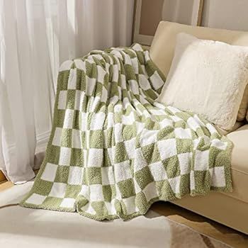 Amazon.com: Checkered Throw Blanket Super Soft Luxurious Warm Blanket for Couch Reversible Blanket f | Amazon (US)