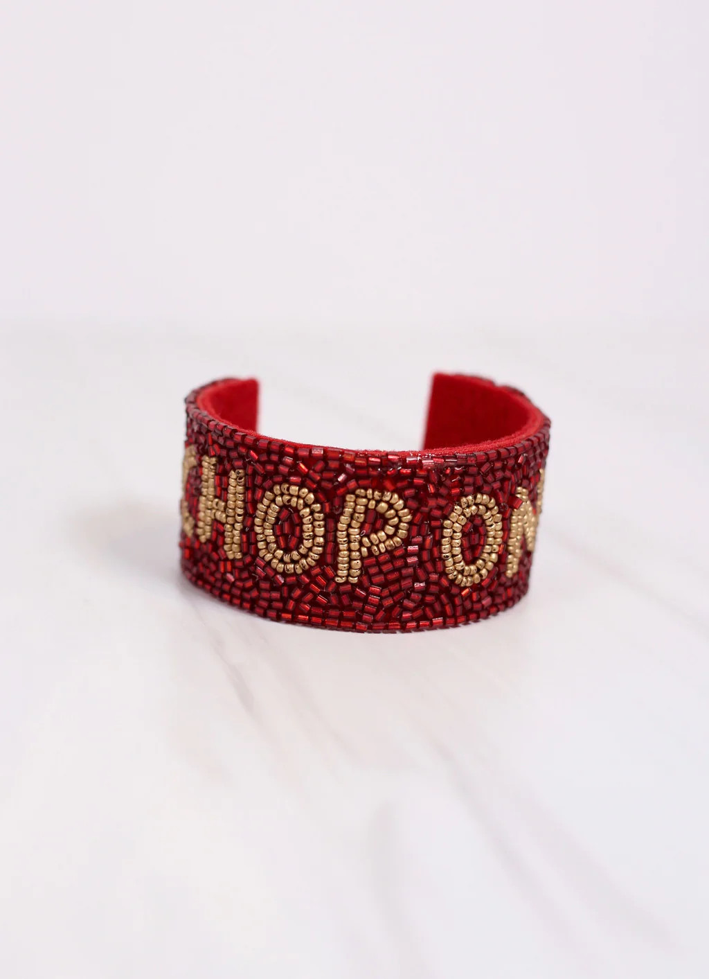 Chop On Beaded Cuff Bracelet GARNET | Caroline Hill