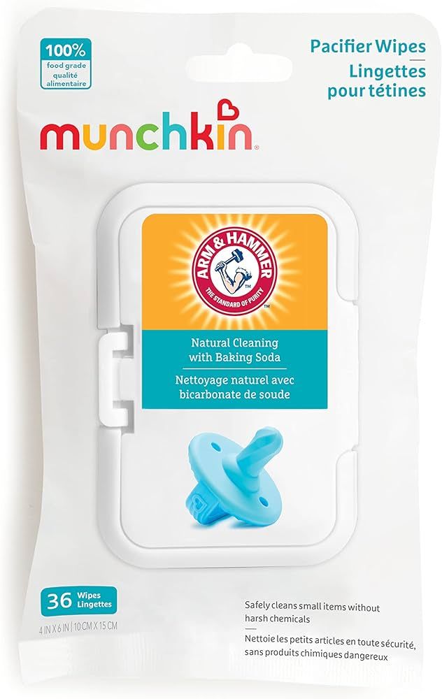 Munchkin® Arm & Hammer Pacifier Wipes - Safely Cleans Baby and Toddler Essentials, 1 Pack, 36 Wi... | Amazon (US)