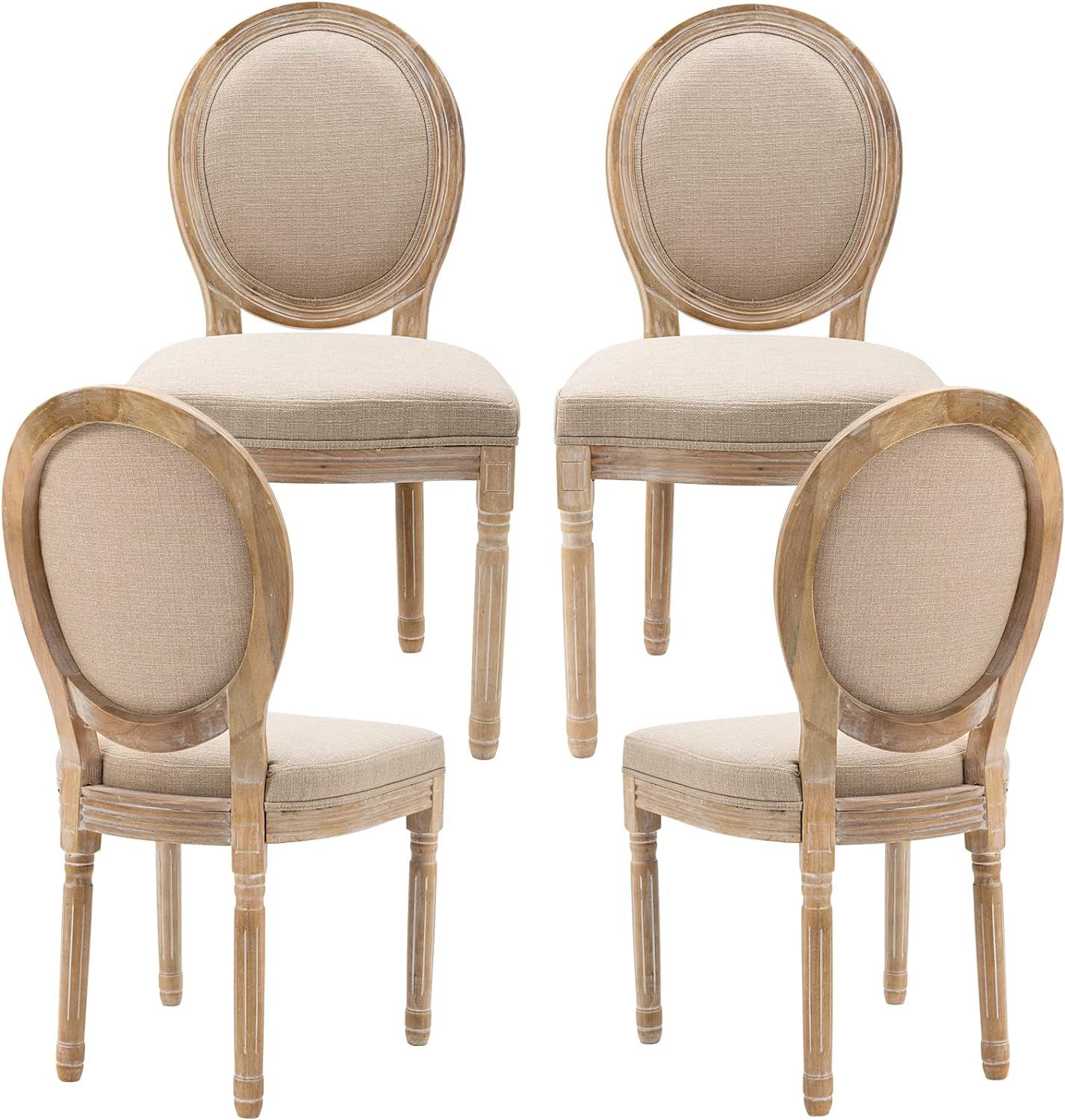 Guyou Upholstered Dining Chairs Driftwood Set of 4, Antique Dining Room Chairs French Country Vin... | Amazon (US)