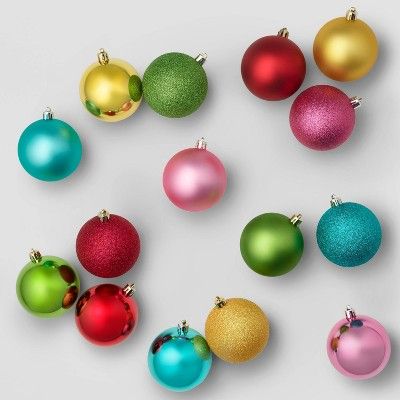50ct 70mm Christmas Ornament Set Multicolored Brights - Wondershop&#8482; | Target