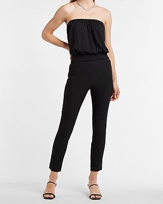 High Waisted Woven Wide Waistband Skinny Ankle Pant | Express