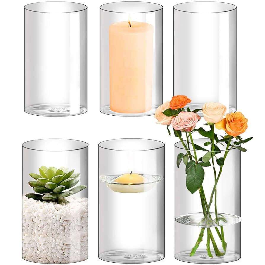 Hurricane Candle Holder,Open Ended Glass Candleholder Multiple Size Choices,Clear Cylinder Glass ... | Amazon (US)