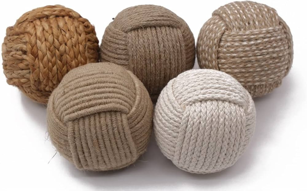 5pc Nautical Rope Balls – 2.5 Inch Each – Handmade Jute and Cotton Decorative Knots – for R... | Amazon (US)