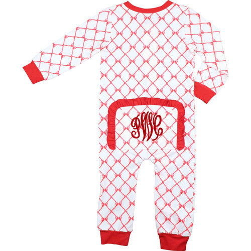 Red Bow Trellis Knit Zipper Pajamas | Cecil and Lou