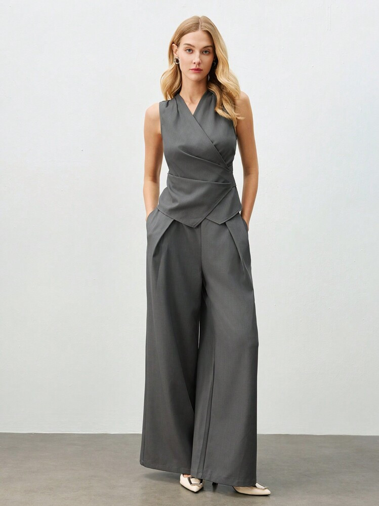 BizChic Sleeveless Blazer Jacket, Modern Elegant Urban Commute Casual Romantic 90s Retro Style, Suitable For Christmas, New Year, Valentine's Day, Party, Beach, Graduation, Fashion, Carnival, Holiday, Basic Romantic, Suitable For Wedding Guest, Host, Outing, Date, Party, Concert, Stage Performance, Brunch, Airport, Multi-Occasion | SHEIN
