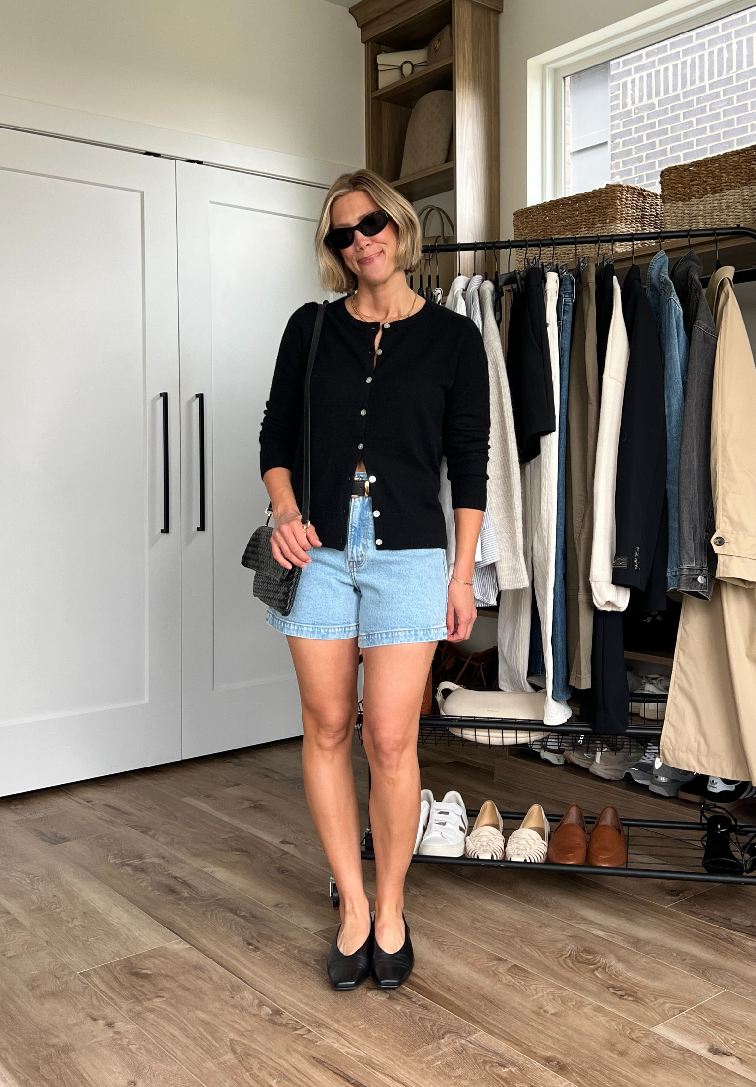 Wearing 26 shorts, medium cardigan, s/m belt, 7.5 flats 

#LTKstyletip #LTKfindsunder50 #LTKfindsunder100