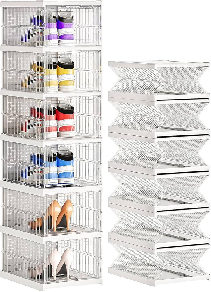 Foldable Shoe Rack Large Shoe Organizer for Closet 6 Tier Collapsible Shoe Storage Organizer Snea... | Amazon (US)