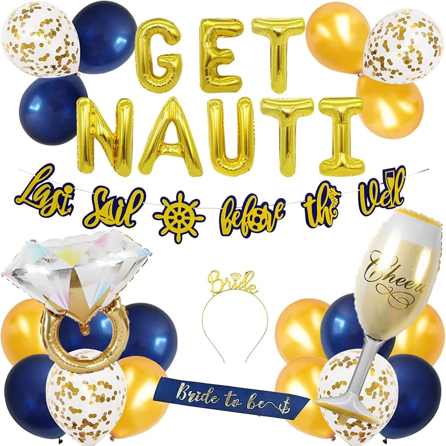 Nautical Bachelorette Party Decoration Naughty Bridal Shower Supplies-Bride to be Sash+Tiara,Last... | Amazon (US)