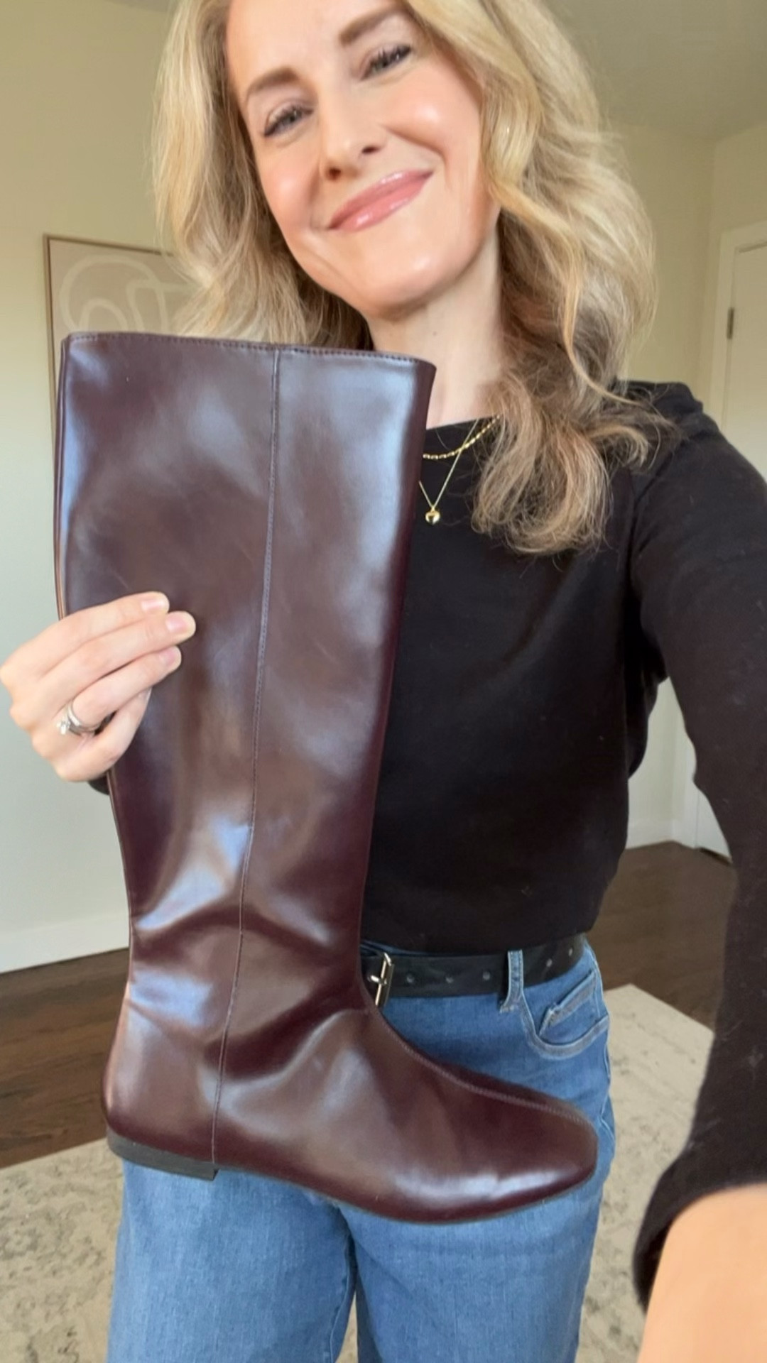 These fall burgundy boots at Walmart are a steal at $19.99 now on rollback! I paid full price and think they’re worth it. Unique color, love the comfortable fit and low heel. Fit true to size (if between go up). #walmartfashion 

#LTKFindsUnder50 #LTKFindsUnder100